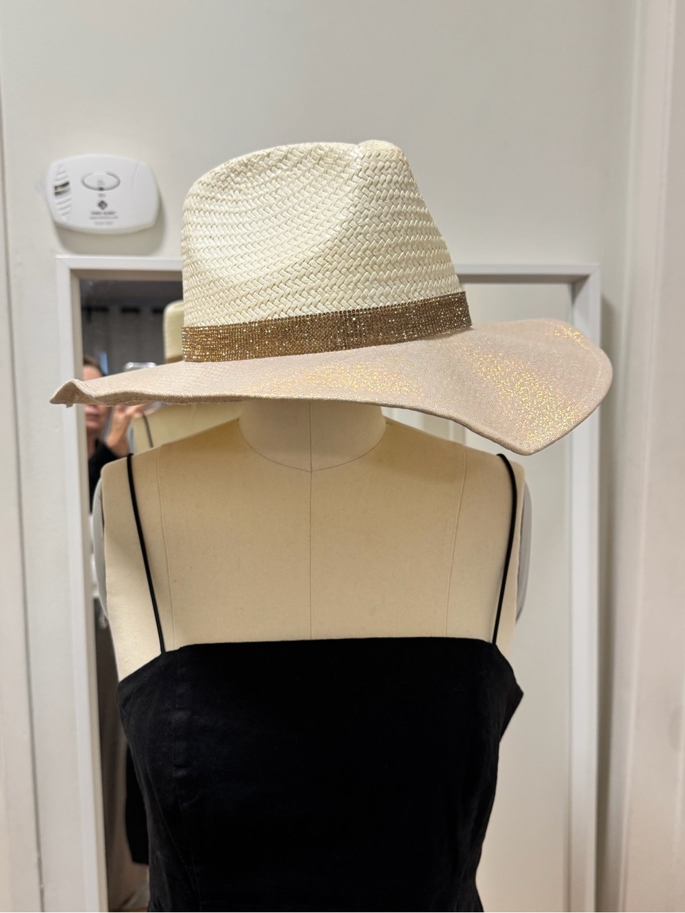 bp Cream Straw Wide-Brim Fedora with Gold Band